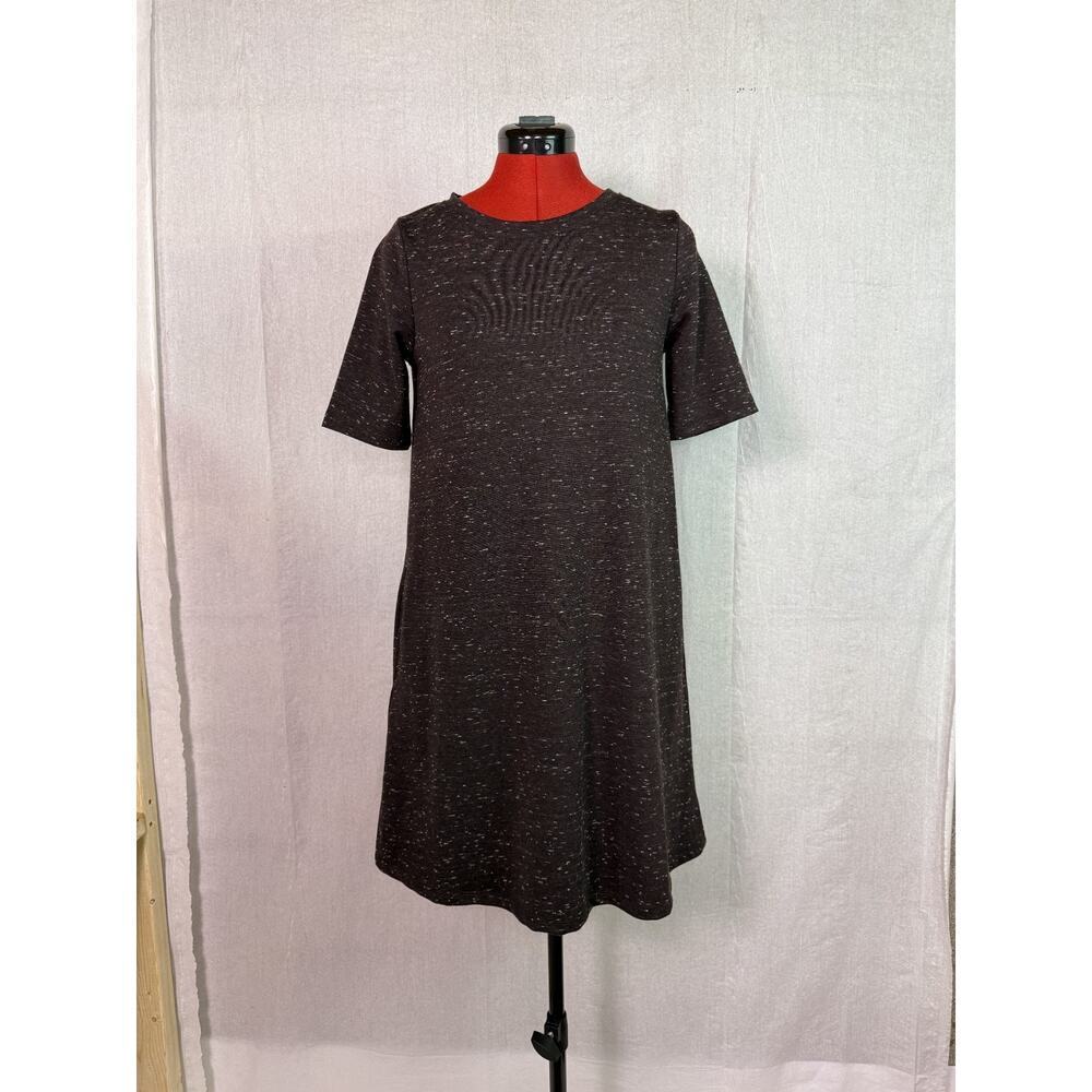 Lila Rose Women's Charcoal Gray Heather 1/2 Sleeve A-line Dress Size Small D203